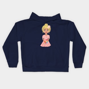 girl with flowers Kids Hoodie